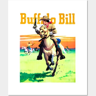 Buffalo Bill Running on Horseback through The  Desert Western Robbery Cowboy Retro Comic Posters and Art